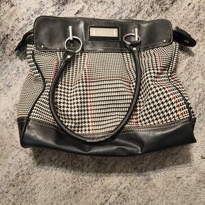 Chaps Black Houndstooth Tote Bag